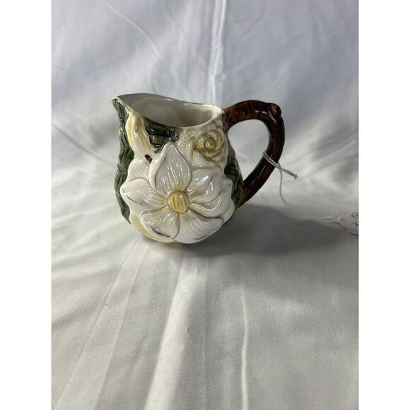 Vintage Magnolia Sugar And Creamer Set W/ 2 Tea Mugs Southern Charm Old Money - Picture 6 of 8